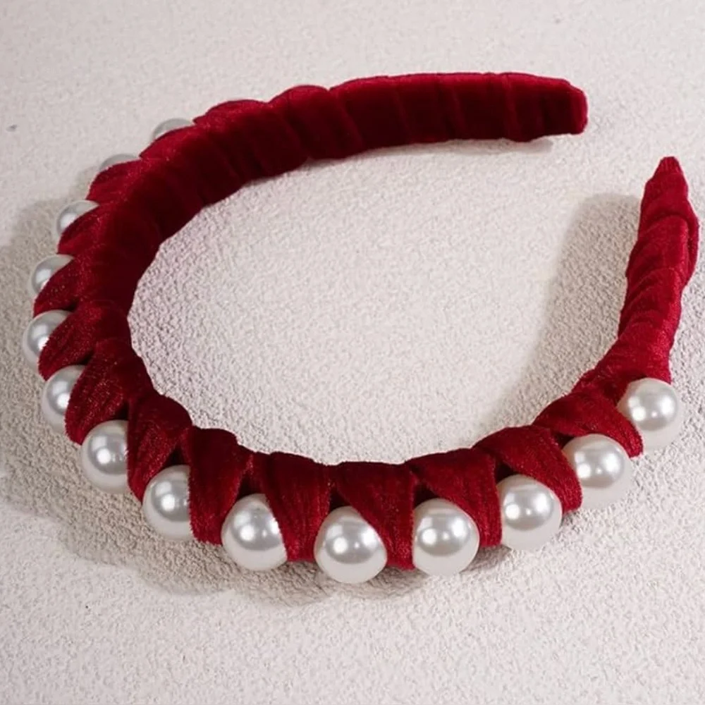 Velvet Pearl Headbands Velvet Hair Hoop with Pearls